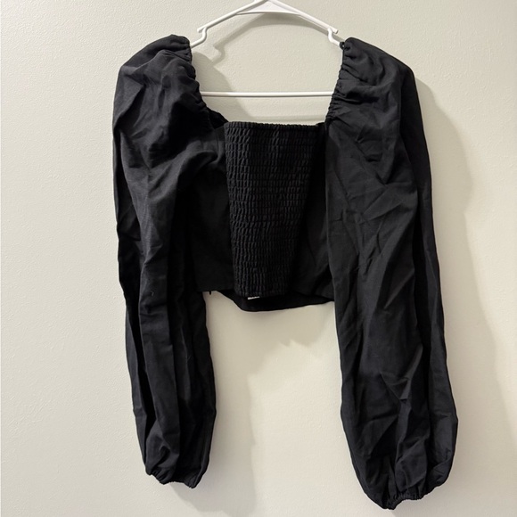 & Other Stories Cropped Top Black Puff Sleeve - Picture 1 of 5
